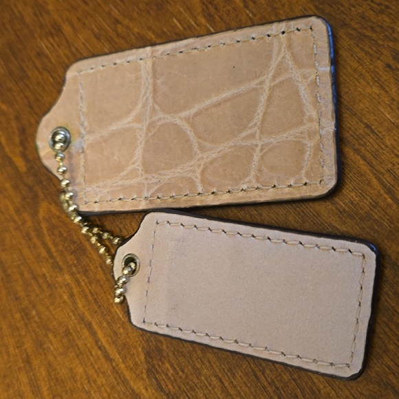 Coach Brown Leather Keychain Set Exotic Giraffe Print - Picture 2 of 2